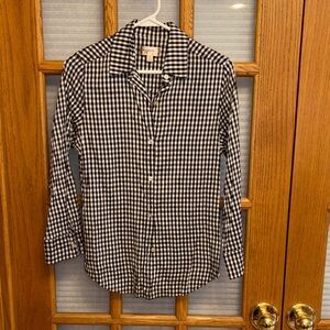 EUC Stylish Silk Black and White Gingham Blouse